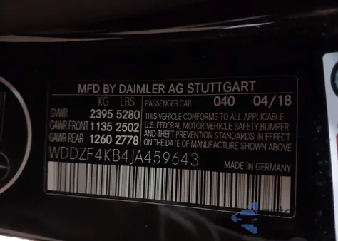 2018 Mercedes-Benz E 300 4Matic from USA, damaged, VIN WDDZF4KB4JA459643